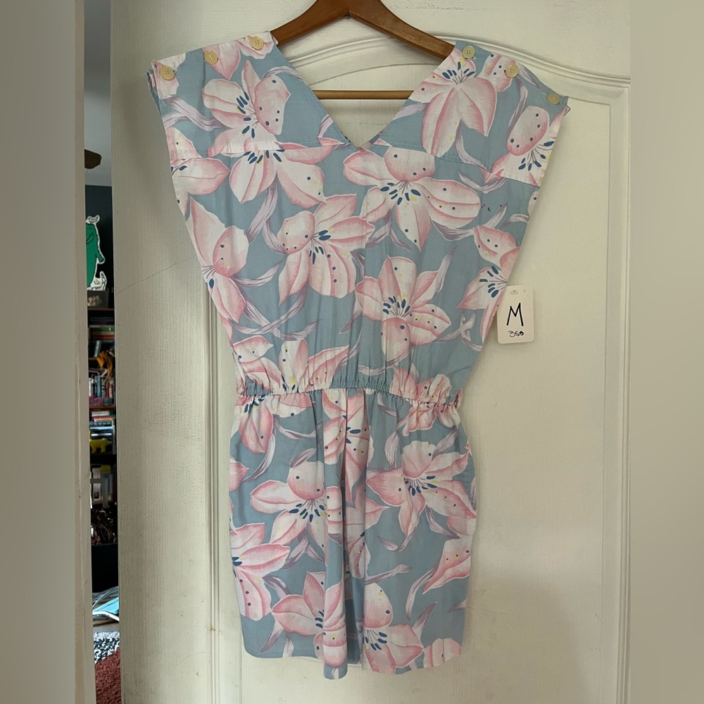 1980s Mister Noah Floral Sleeveless Romper - Medium